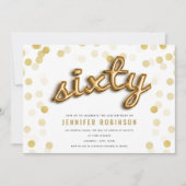 Moderne Gouden Ballonnen Glitter 60e Verjaardag Kaart (Voorkant)