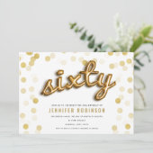 Moderne Gouden Ballonnen Glitter 60e Verjaardag Kaart (Staand voorkant)