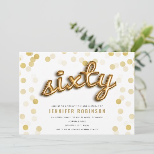 Moderne Gouden Ballonnen Glitter 60e Verjaardag Kaart (Staand voorkant)