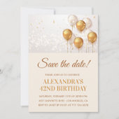 Moderne gouden ballonnen save the date 42e verjaar kaart (Voorkant)