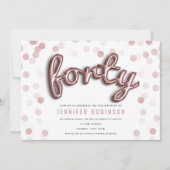 Moderne gouden ballonnen van Roos Glitter 40ste ve Kaart (Voorkant)