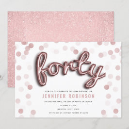 Moderne gouden ballonnen van Roos Glitter 40ste ve Kaart