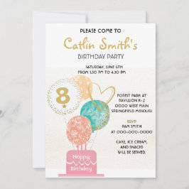 Moderne gouden ballonnen voor meisjes Verjaardag Kaart