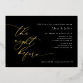 Moderne gouden belettering bruiloft repetitie dine folie uitnodiging (Voorkant)