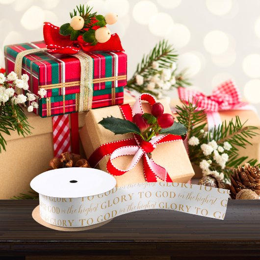 Moderne Gouden Bijbel Verse Religieuze Kerstmis Satijnen Lint