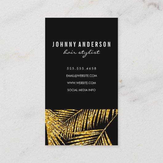 Moderne gouden blad stijl schaar afsprakenkaartje (Achterkant)