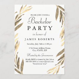 Moderne gouden blad vrijgezellenfeest uitnodiging