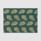 Moderne gouden bladeren tegen groene ontkoppeling tissuepapier (Voorkant)