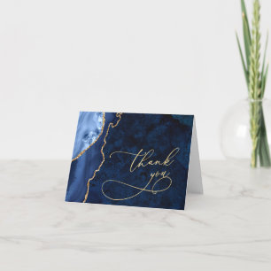 Moderne Gouden Blauwe Marmer Agate Dankkaart Bedankkaart