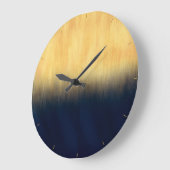 Moderne gouden blauwe penseelstreken grote klok (Hoek)