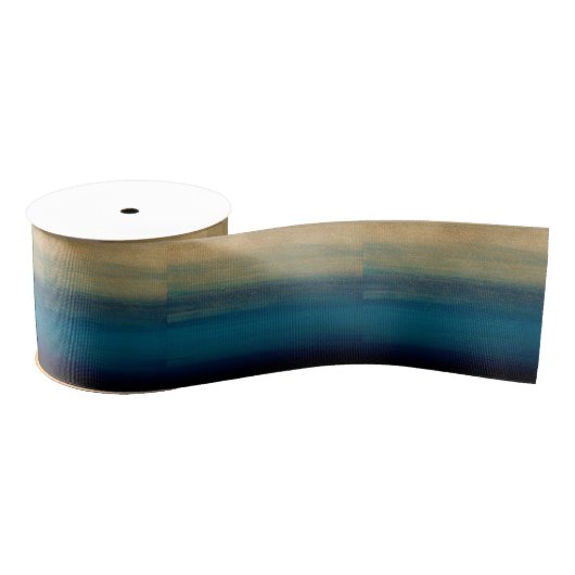 Moderne gouden blauwe penseelstreken schilderen grosgrain lint (Spoel)
