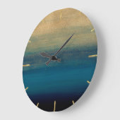 Moderne gouden blauwe penseelstreken schilderen grote klok (Hoek)