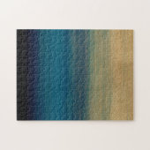 Moderne gouden blauwe penseelstreken schilderen legpuzzel (Horizontaal)