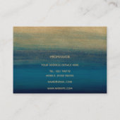 Moderne gouden blauwe penseelstreken schilderen visitekaartje (Achterkant)