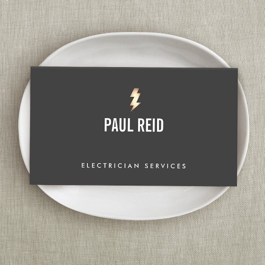 Moderne gouden bliksem Logo zwart Visitekaartje