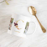 Moderne Gouden Bloem Letter C | Twee foto-monogram Koffiemok<br><div class="desc">Moderne Gouden Bloem Letter C | Twee foto-monogram</div>