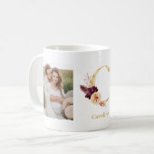 Moderne Gouden Bloem Letter C | Twee foto-monogram Koffiemok (Voorkant links)