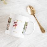 Moderne Gouden Bloem Letter F | Twee foto-monogram Koffiemok<br><div class="desc">Moderne Gouden Bloem Letter F | Twee foto-monogram</div>