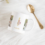 Moderne Gouden Bloem Letter I | Twee foto-monogram Koffiemok<br><div class="desc">Moderne Gouden Bloem Letter I | Twee foto-monogram</div>