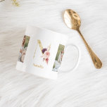 Moderne Gouden Bloem Letter N | Twee foto-monogram Koffiemok<br><div class="desc">Moderne Gouden Bloem Letter N | Twee foto-monogram</div>
