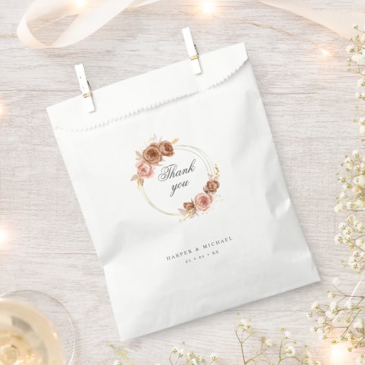 Moderne gouden bloem met bruiloft bedankt bedankzakje (Geknipt)