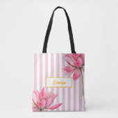 Moderne gouden bloem roze lotus bruidsmeisje elega tote bag (Voorkant)