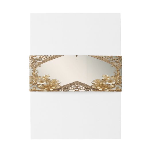 Moderne gouden  bloem uitnodigingen wikkel (Achterkant Voorbeeld)