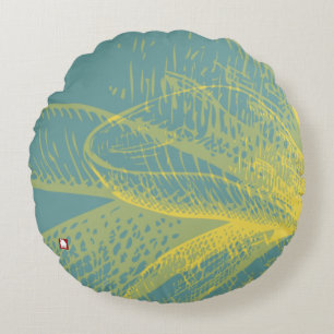 Moderne Gouden Bloem Verf 1 van RD Rond Kussen