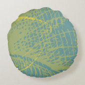 Moderne Gouden Bloem Verf 1 van RD Rond Kussen (Achterkant)