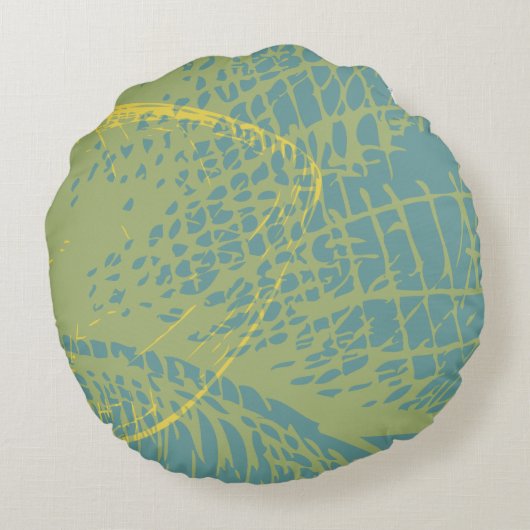 Moderne Gouden Bloem Verf 1 van RD Rond Kussen (Achterkant)