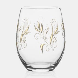 Moderne Gouden Bloem Wijnglas Zonder Voet