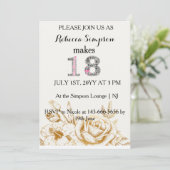 Moderne gouden bloemen | 18e verjaardag save the date (Staand voorkant)