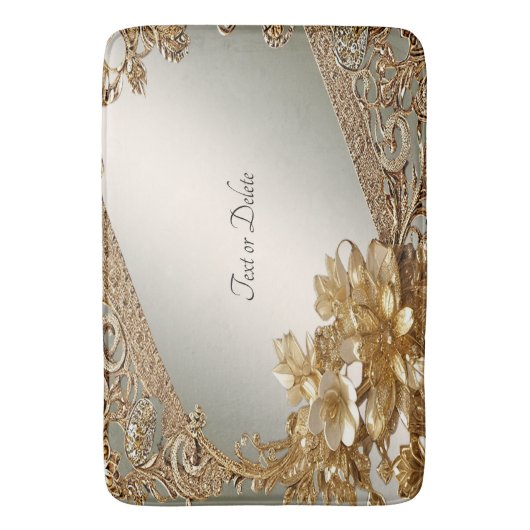 Moderne Gouden  Bloemen Badmat (Voorkant Verticaal)