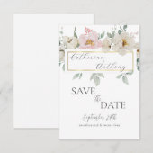 Moderne Gouden Bloemen Bruiloft  Save The Date (Voorkant / Achterkant)
