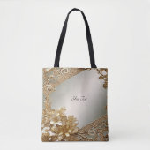 Moderne Gouden Bloemen Canvas tas (Voorkant)