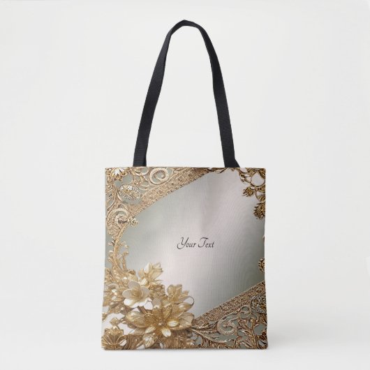 Moderne Gouden  Bloemen Canvas tas (Voorkant)