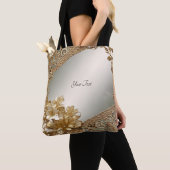 Moderne Gouden  Bloemen Canvas tas (Dichtbij)