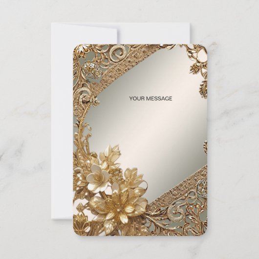 Moderne Gouden  Bloemen Dankjewel Kaart (Achterkant)