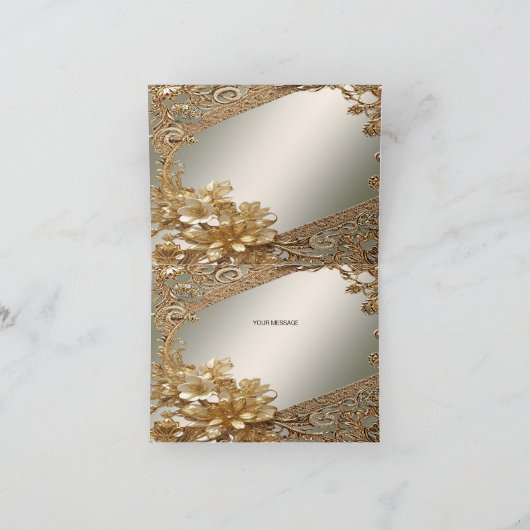 Moderne Gouden  Bloemen Dankjewel Kaart (Binnen)