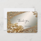 Moderne Gouden Bloemen Dankjewel Kaart (Voorkant)