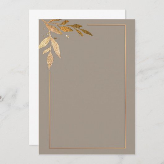 Moderne Gouden bloemen en lijst Kaart (Voorkant / Achterkant)