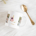 Moderne Gouden Bloemen Letter L | Twee foto-monogr Koffiemok<br><div class="desc">Moderne Gouden Bloemen Letter L | Twee foto-monogram</div>