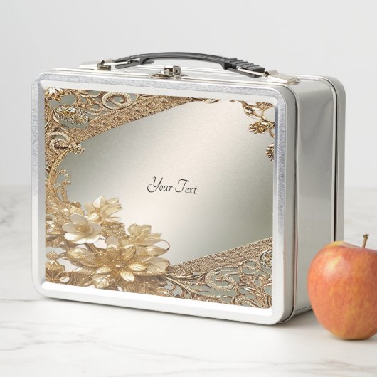 Moderne Gouden Bloemen Lunchbox (In situ)