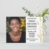 Moderne Gouden Bloemen Meisje Foto Middelbare Scho Kaart (Staand voorkant)