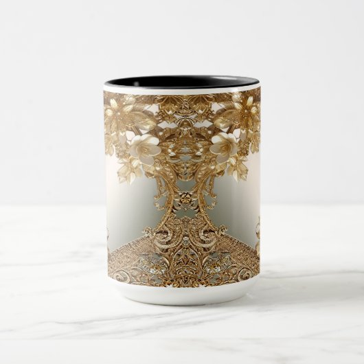 Moderne Gouden  Bloemen Mok (Midden)