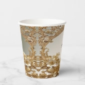 Moderne Gouden Bloemen Papieren Kopjes Papieren Bekers (Voorkant)