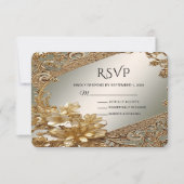 Moderne Gouden Bloemen RSVP Kaart (Voorkant)