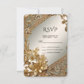 Moderne Gouden  Bloemen RSVP Kaart (Voorkant)