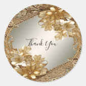 Moderne Gouden  Bloemen Sticker (Voorkant)