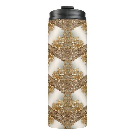 Moderne Gouden  Bloemen Thermische Tumbler Thermosbeker (Voorkant)